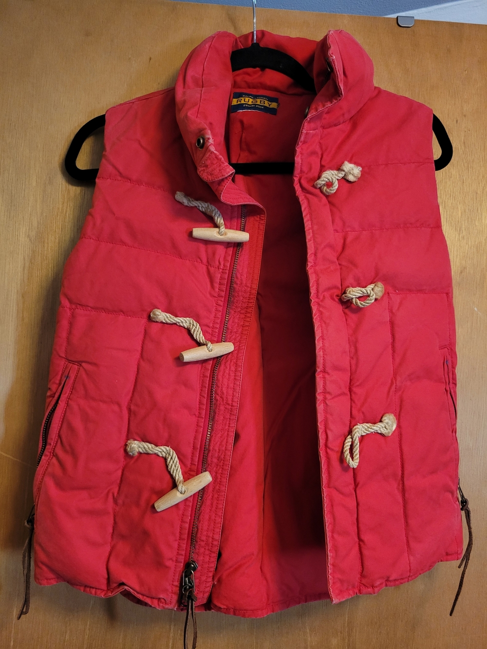 Ralph Lauren Red Puffer Vest with Rope Toggle Details